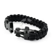 Браслет «СЛЕДОПЫТ» из паракорда со свистком и огнивом черный